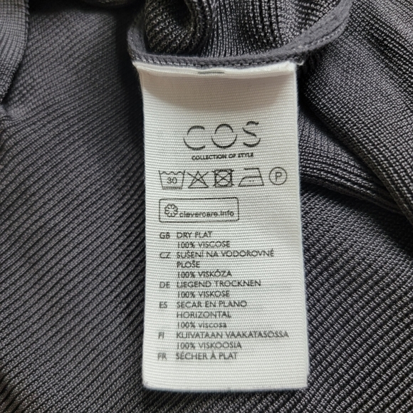 COS grey slinky loose fitting sleeveless top internal waist size Euro xs tunic - Picture 6 of 7